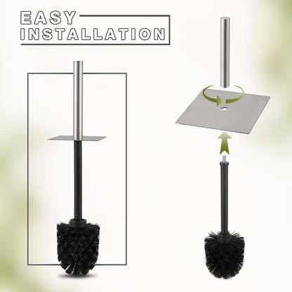 Toilet Bowl Brush and Holder for Bathroom，Resin Toilet Brush and Holder Set with Stainless Steel Handle，Deep Cleaning Modern Toilet Cleaner Brush -Space Saving, Covered Brush (Beige)