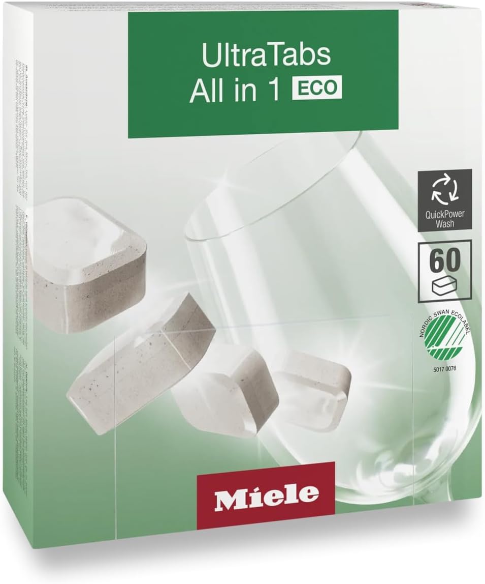 Miele 11295860 UltraTabs HyClean Dishwasher Tablets, Phosphate-Free, Pack of 60 Tablets