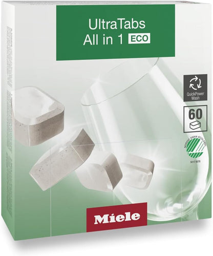 Miele 11295860 UltraTabs HyClean Dishwasher Tablets, Phosphate-Free, Pack of 60 Tablets