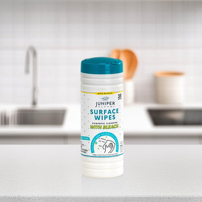 Juniper CLEAN 3 Pack Surface Cleaning Wipes with Bleach, All-Purpose Cleaner for Bathroom, Kitchen, Office, 216 Count Soft Flow, Fresh Scent, Lint Free & Durable
