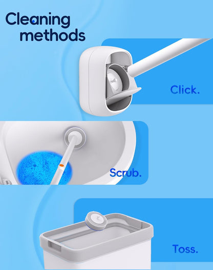 Disposable Toilet Cleaning System - Toilet Wand Kit with 18 High-Performance Refills, Wall Mounted Brush and Holder for Deep Cleaning Bathroom (Brush + 18 Refills)