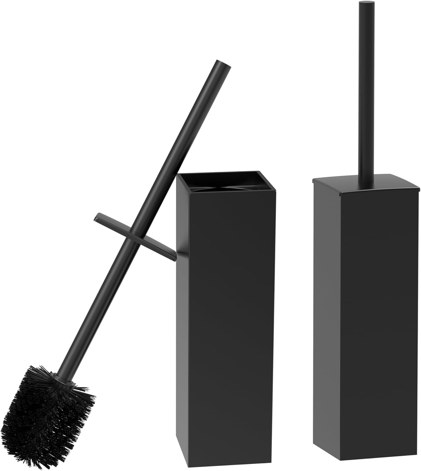 RUACQ Toilet Brush and Holder Set,Square Toilet Bowl Brush for Bathroom with 304 Stainless Steel Handle Toilet Cleaner Brush with Durable Scrubbing Bristles,Splash-Proof (White)