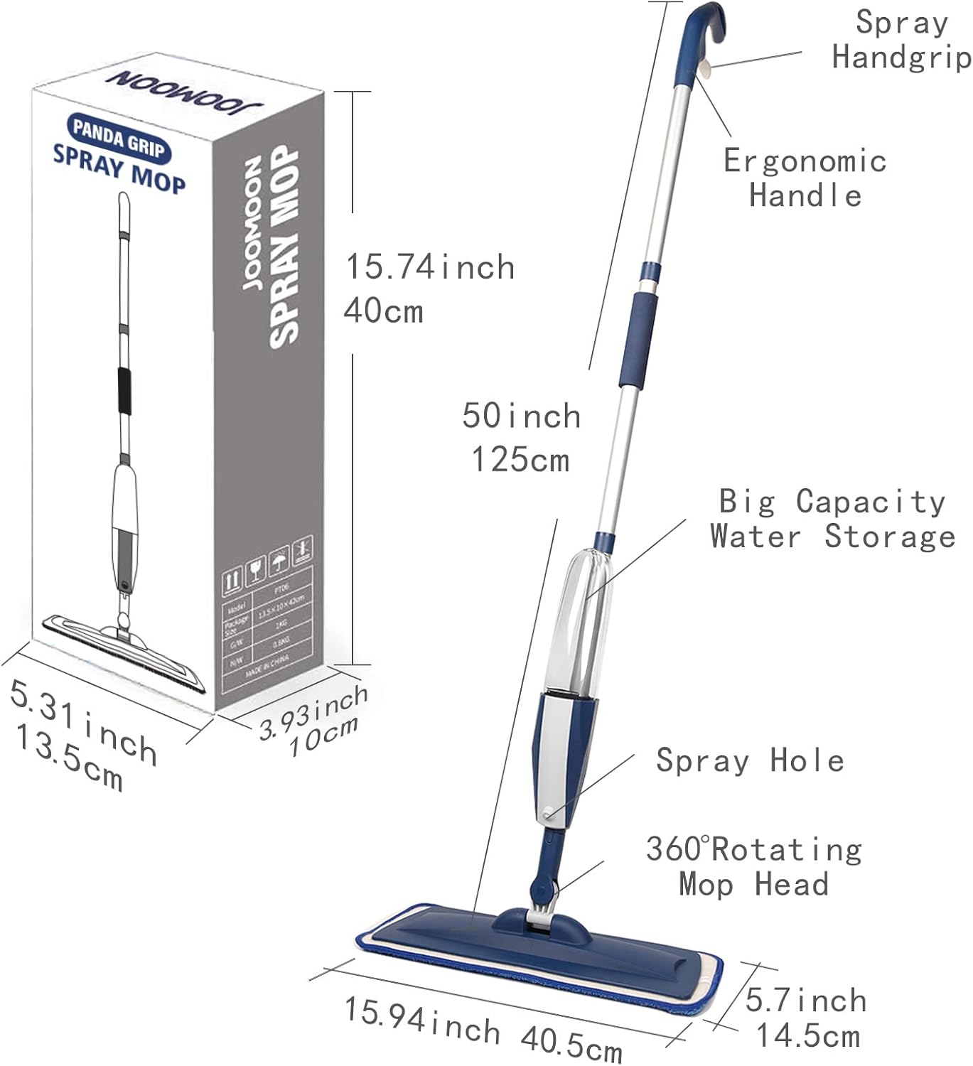 Mops for Floor Cleaning Wet Spray Mop with 14 oz Refillable Bottle and 2 Washable Microfiber Pads Home or Commercial Use Dry Wet Flat Mop for Hardwood Laminate Wood Ceramic