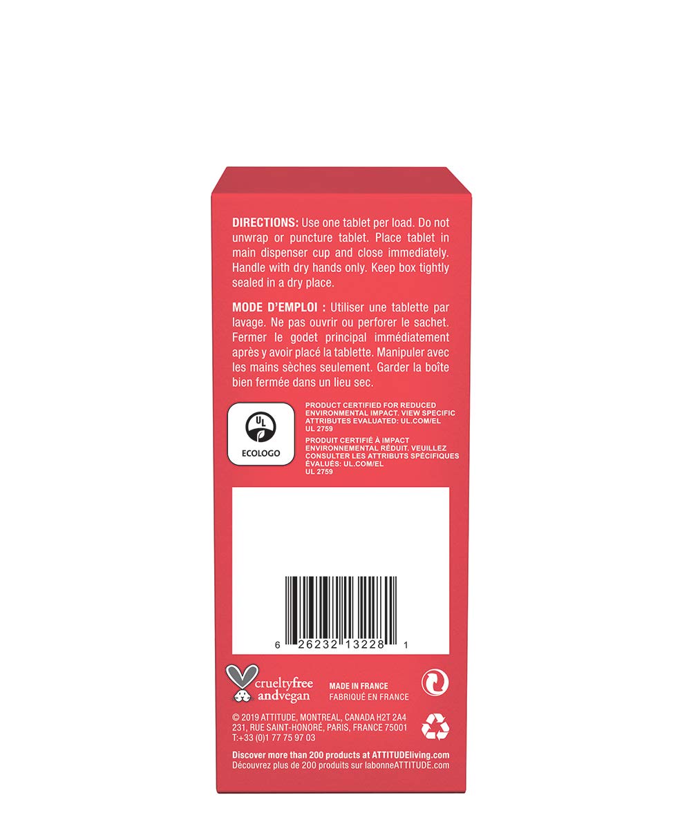 ATTITUDE Dishwasher Pods, Plant-Based & Vegan, Phosphate-Free Detergent Tablets, Naturally Derived, Unscented, 26 Count