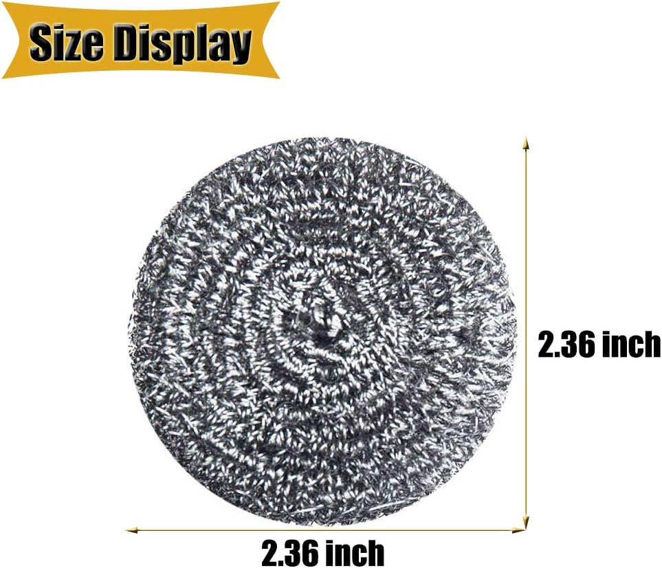 18 PCS Stainless Steel Sponges Scrubbers Cleaning Ball Utensil Scrubber Metal Scrubber Scouring Pads Ball for Pot Pan Dish Wash Cleaning for Removing Rust Dirty Cookware Cleaner with Handle (18 Pack)