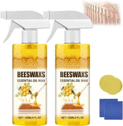 120ml Beeswax Wood Polish Spray with Natural Beeswax & Essential Oil, Multi-Purpose Furniture Polish & Cleaner, Restores Shine, Protects Wood Floors, Cabinets & Furniture (2 set)