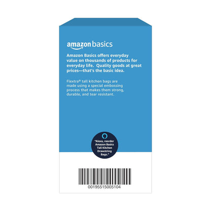 Amazon Basics Flextra Strength Tall Kitchen Drawstring Trash Bags, Fresh Scent, Tear Resistant, 13 Gallon, 120 Count