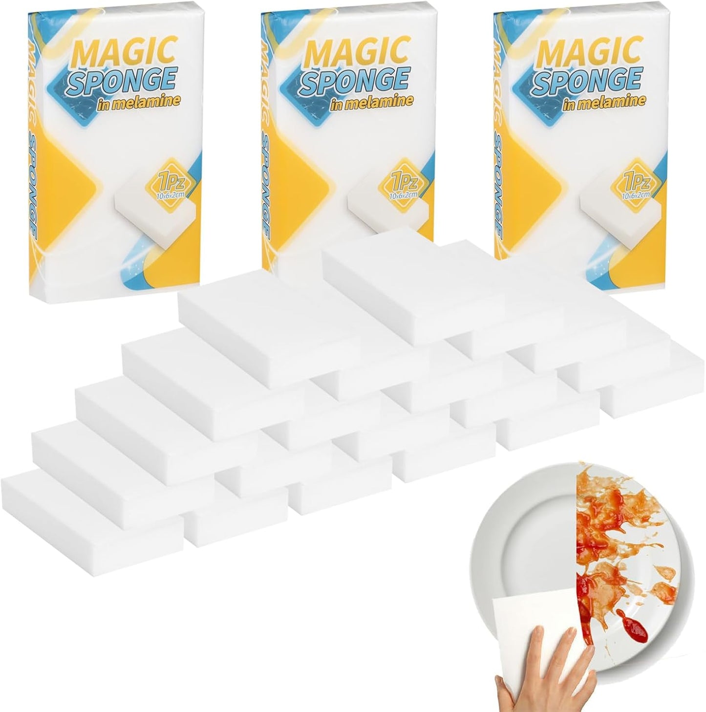 Magic Sponge Eraser Multi-Functional Melamine Sponge Foam Pads Extra Thick Kitchen Dish Sponges Household Cleaning for Kitchen Bathtub Shoes 20 Pack