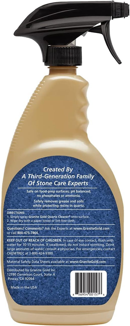 Granite Gold Quartz Cleaner Spray for Caesarstone, Cambria, Silestone and All Other Quartz Countertop Surfaces, 64 Fluid Ounces and 2 x 24 Fluid Ounces