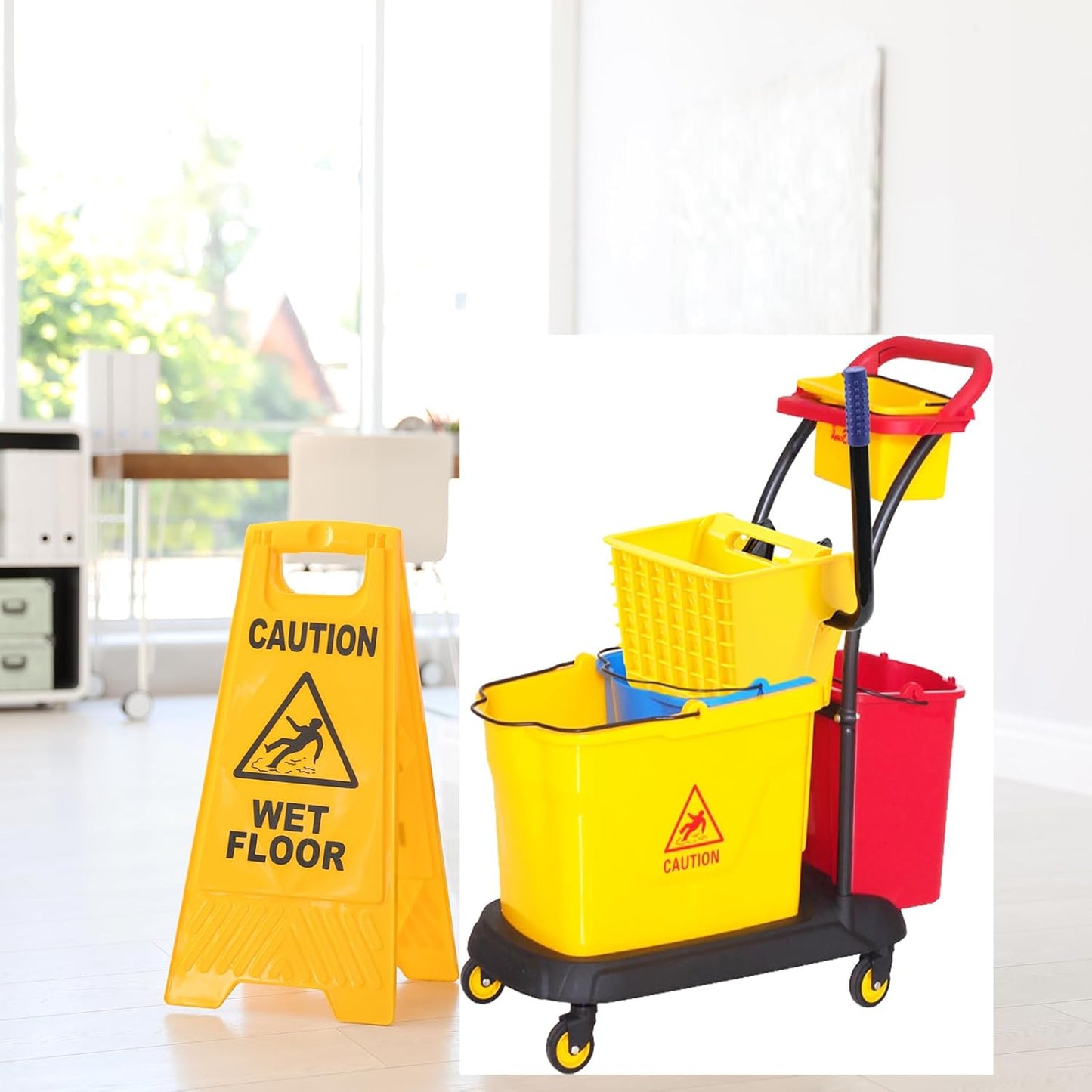 Sasylvia Yellow Mop Wringer Replacement Down Press Mop Bucket Wringer Industrial Cleaning Accessories for Commercial Floor Mopping Buckets Restaurant Supplies, 26quart or 33 Quart(Down Press)