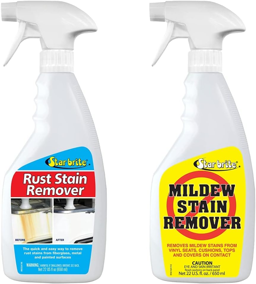 STAR BRITE Rust Stain Remover Spray - Instantly Dissolve Corrosion Stains on Fiberglass, Vinyl, Fabric & Painted Surfaces - Also Removes Sprinkler Stains & Mold & Mildew Stain Remover + Cleaner
