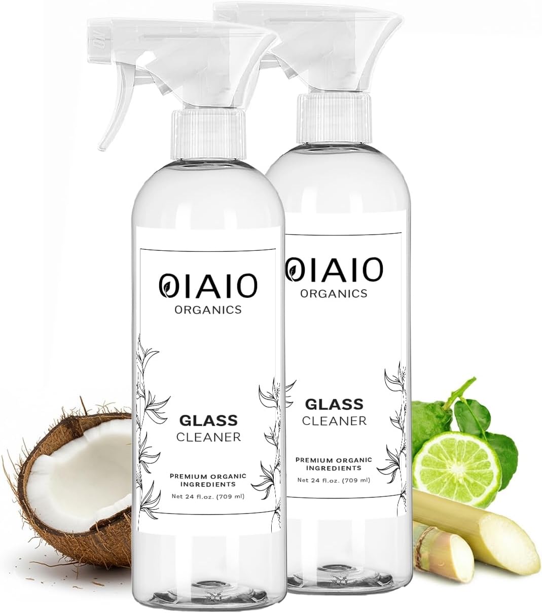 Non-Toxic Glass Cleaner - Natural Organic Ingredients that Truly Perform - 24oz - Light Coconut & Bergamot Scent