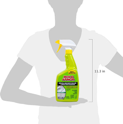 MOLD ARMOR Mold and Mildew Killer + Quick Stain Remover, 32 oz., Trigger Spray Bottle, Eliminates 99.9% of Household Bacteria and Viruses, Ideal Bathroom Mold and Mildew Remover