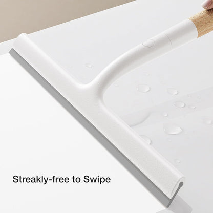 Silicone Shower Squeegee for Glass & Doors, Diveotree Multi-Purpose Squeegee for Bathroom Shower/Windows/Glass/Door, Heavy Duty Scrubber for Car Windshield Cleaning (White, 1pack)