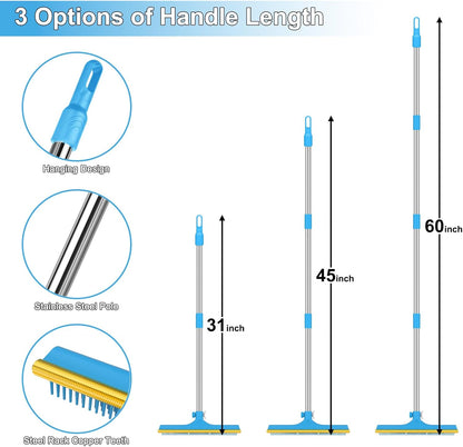 3 in 1 Carpet Rake for Pet Hair Removal, Reusable Pet Hair Remover Broom, 60'' Adjustable Long Handle Dog and Cat Hair Remover Tool Set of 3, Lint Remover Scraper for Carpets, Rugs, Mats, Couch, Car