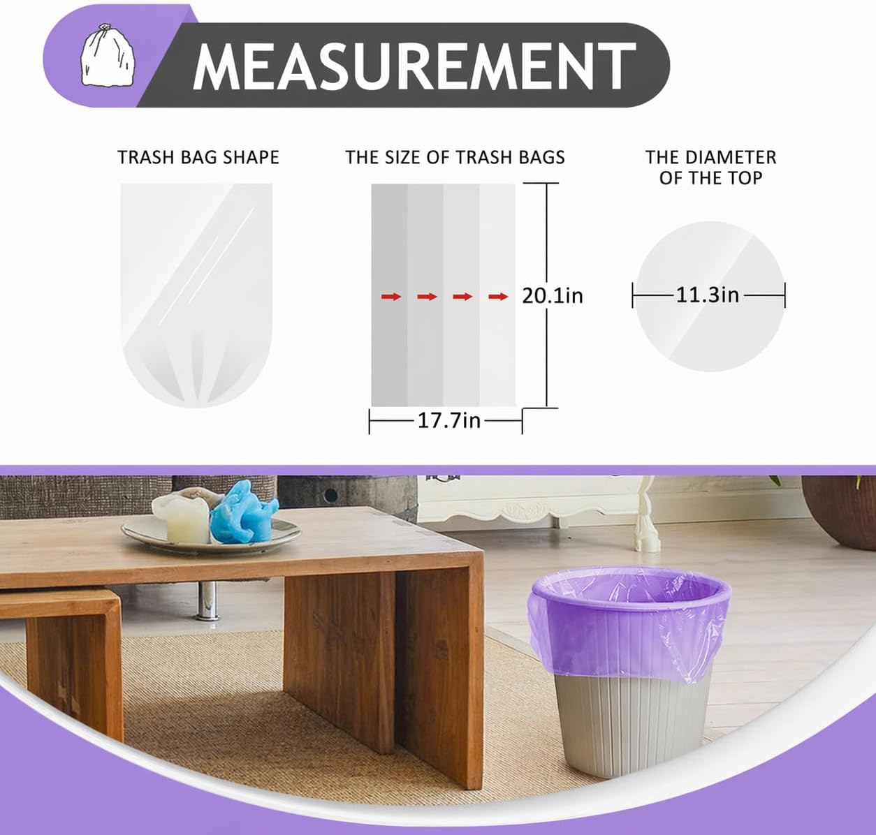 Teivio Small Trash Bags 4 Gallon 120 Counts Garbage Bags, Bathroom Trash Can Bin Liners, Small Plastic Bags for home office kitchen, fit 12-15 Liter, 3,3.5,4.5 Gal, Clear