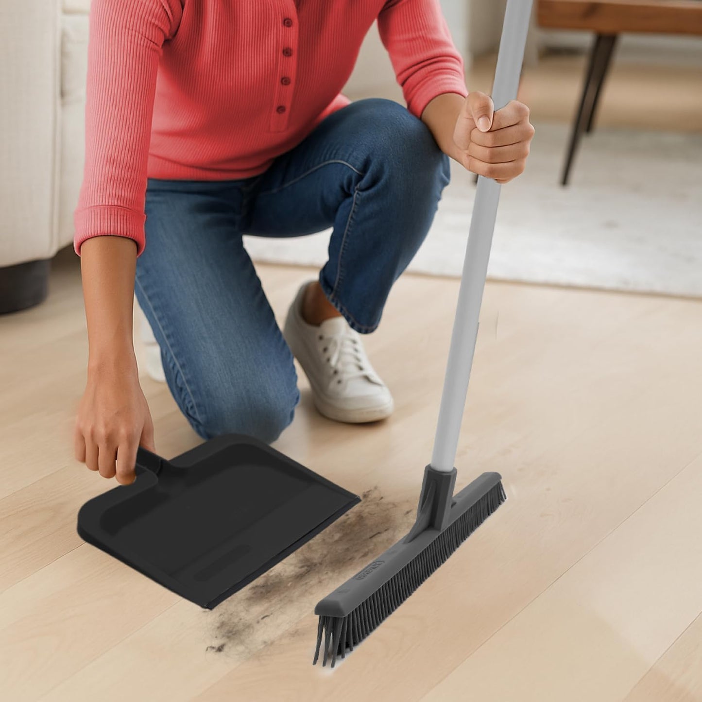Superio Clip-On Dustpan with Rubber Lip - 10-inch Wide Durable Plastic Dust Pan with Comfort Grip Handle, White, 1-Pack