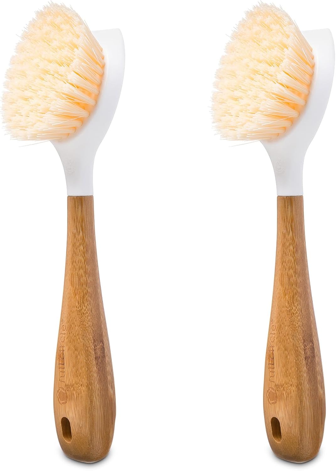 Full Circle Be Good - Bamboo Handle Dish Brush – Sustainable Kitchen Cleaning with Tough Bristles - Natural Dish Scrubber, Nonstick & Cast Iron Cleaner - Long Handle Brush for Dishes, Pots, and Pans