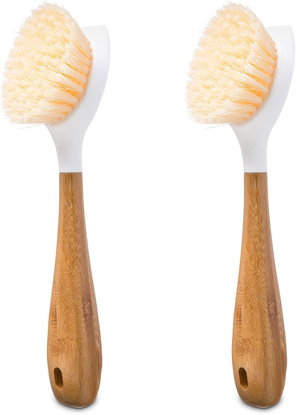 Full Circle Be Good - Bamboo Handle Dish Brush – Sustainable Kitchen Cleaning with Tough Bristles - Natural Dish Scrubber, Nonstick & Cast Iron Cleaner - Long Handle Brush for Dishes, Pots, and Pans