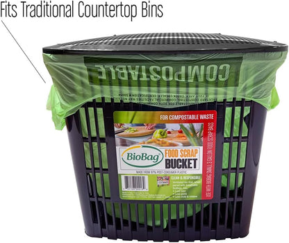 3 Gallon Compostable Food Scrap Bags by BioBag, 100 Count, BPI Certified, Meets ASTM D6400 Standards, Made in USA, Kitchen Trash Bin Liners