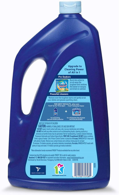 Finish Gel Liquid Dishwasher Detergent, Advanced Deep Cleaning Power Dish Soap, Fights Tough Stains, Dishwasher Soap, Plastic-Free & Septic Safe Dish Detergent, Lemon Scent, 75oz