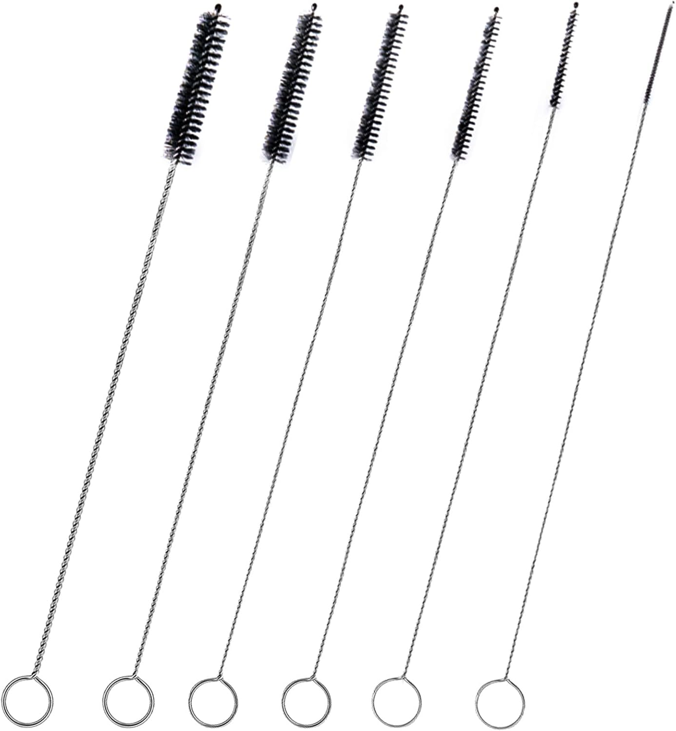 Brush Family Straw Cleaner Brush Set,6 Piece 12" Long Pipe Tube Bottle Brushes for Cleaning Narrow Neck Bottles,Coffee Maker,Glass Cups