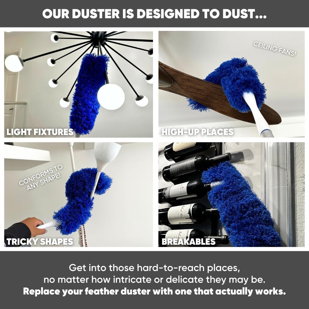 2 Pack of Microfiber Flexible Dusters | from Microfiber Wholesale | Clean Ceiling Fans, Cobwebs, Light Fixtures, Delicate Objects
