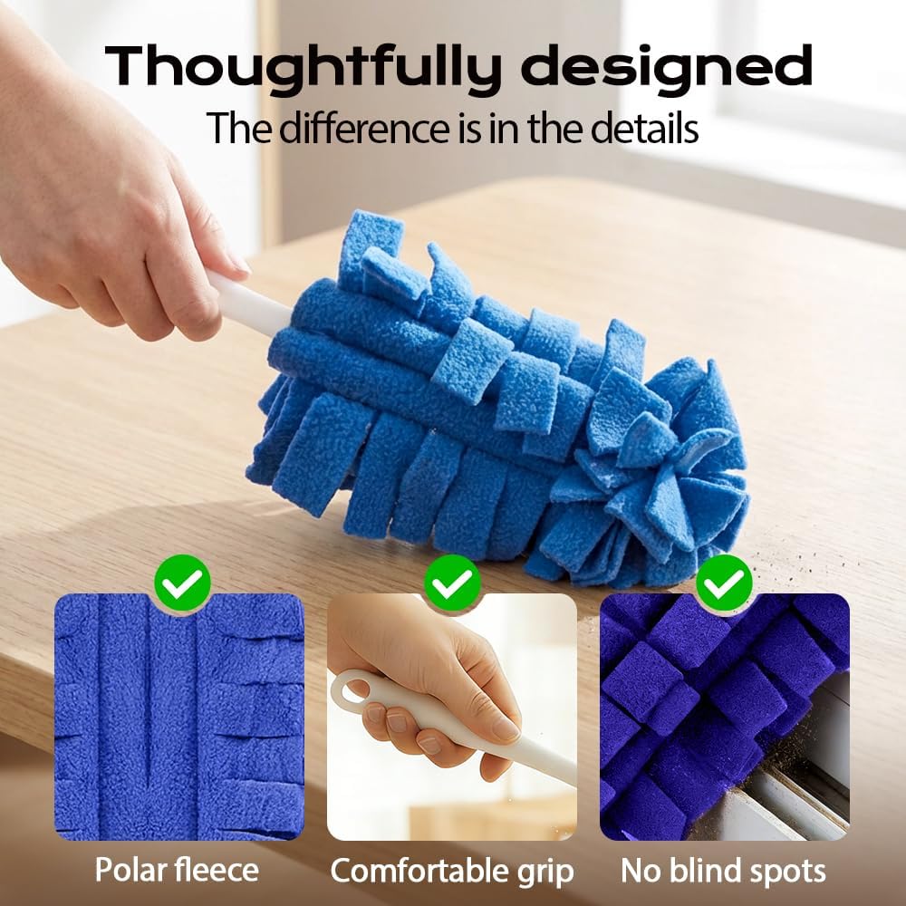 Reusable Duster Refills, 2026 New 360° Heavy Duty Fleece Duster Refills Reusable Duster Pads Washable Cleaning Pads Tools for Cleaning Ceiling Fan Window Kitchen (5)