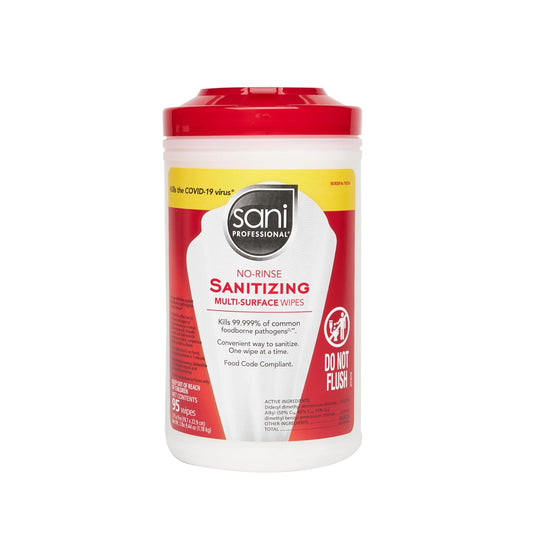 PDI Sani-Professional Sanitizing Wipes, No-Rinse Multi-Surface Cleaning for Food Contact Surfaces, Kitchens, Restuarants Tables, 95 Large 7.75" x 9" Count per Canister, Pack of 6
