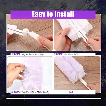 30 Pack Duster Refills Compatible with Swiffer Duster, Heavy Duty Multi Surface Duster Replacement with 1 Extra Handle for Cleaning Furniture, Blinds, Ceiling Fans and Car
