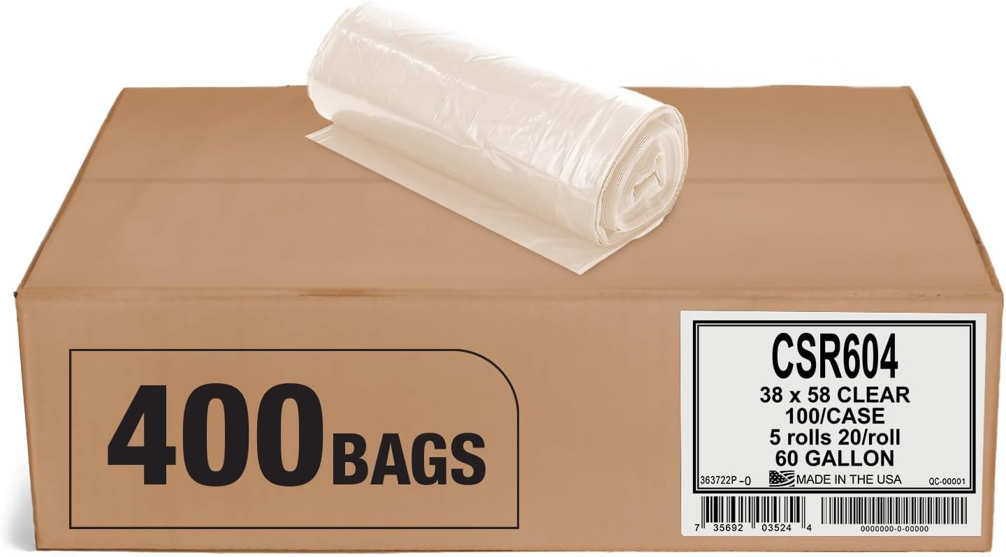 Aluf Plastics 33 Gallon Clear Trash Bags - 33" x 39" - 1.5 MIL (eq) - CSR Series - Heavy Duty Industrial Liners Clear Garbage Bags for Recycling, Contractors, Storage, Outdoor, 1 Count (Pack of 100)