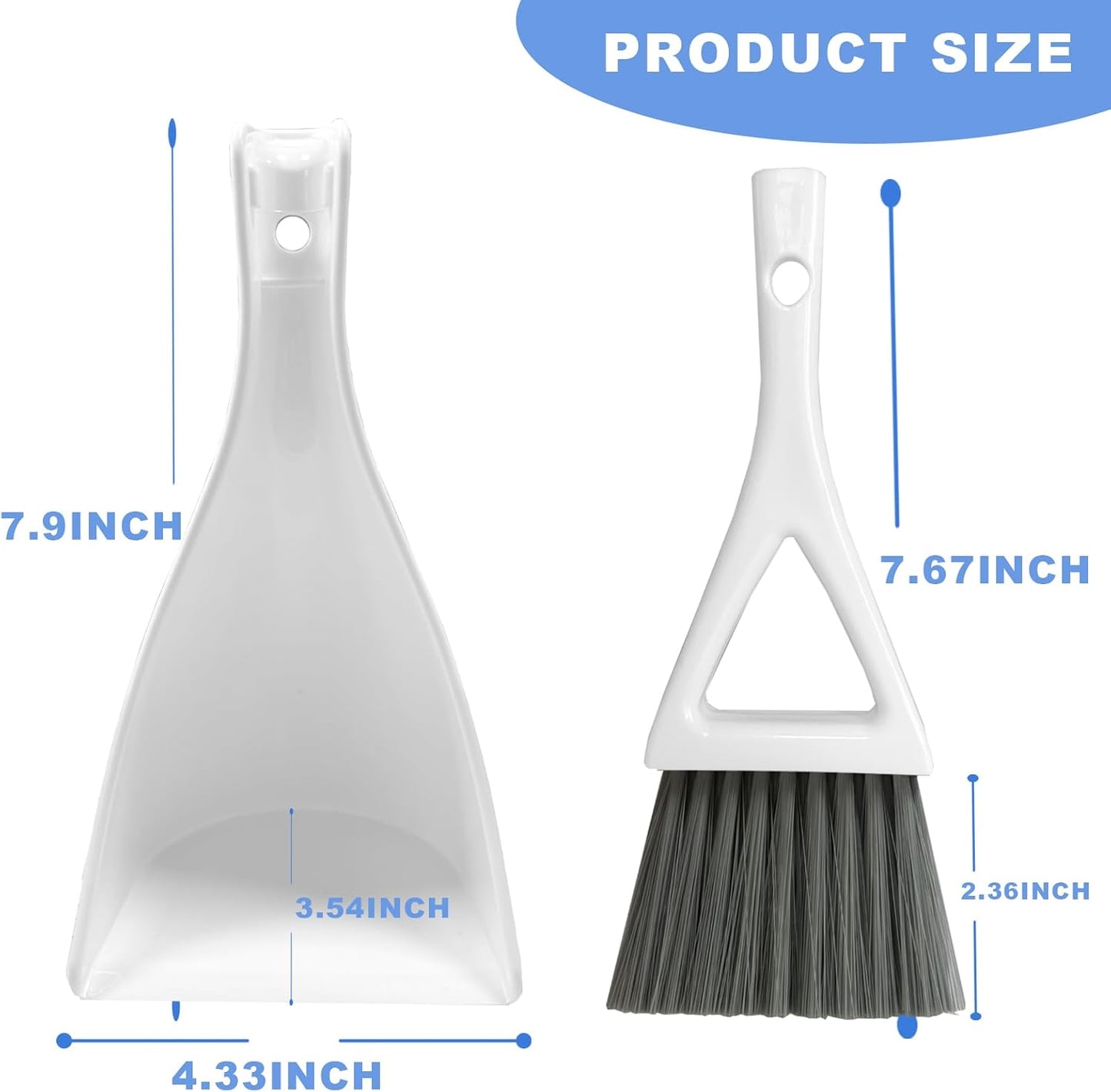 Dust Pan Broom Brush Dustpan -Mini Broom and Dustpan Combo Set, Handheld Sweeper Cleaning for Tables, Keyboards, Guinea Pig Cage, and Cat Litter, etc. (White)