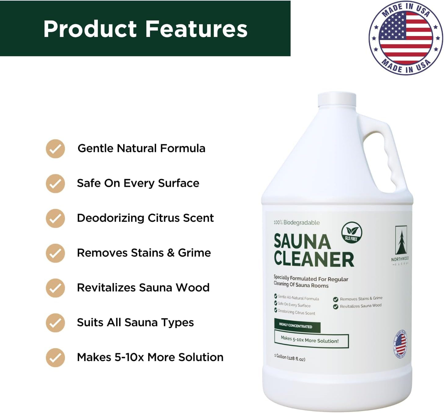 Northwood Sauna - Sauna Cleaner - Natural Wood Cleaner & Deodorizer - Ready-to-Use Spray - 1 Quart (32 Fl Oz)