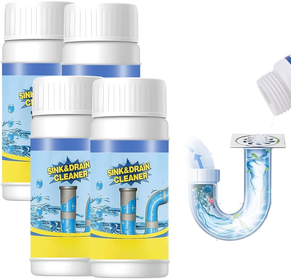 Multi-Functional Drain Cleaner Powder | Quick Foaming Heavy Duty Clog Remover, Powerful & Fast-Acting Pipe Declogger for Kitchen Sink, Bathroom, Shower & Sewer Drains (2PCS)