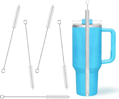 Cleaning Brushes for Reusable Drinking Straws, Set of 5, Long Wire Handle, Bottle and Straw Cleaner for Stanley Mug, Sippy Cup, Water Bottle and Tubes, Reusable and Flexible