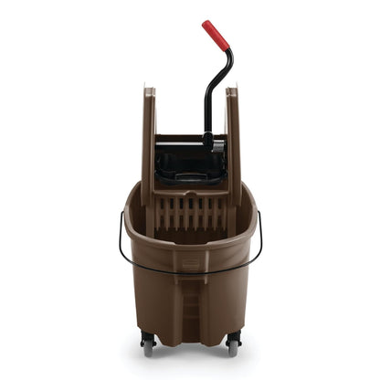 Rubbermaid Commercial Products WaveBrake 35 QT Down-Press Mop Bucket and Wringer Combo on Wheels with Dirty Water Bucket Black for Heavy-Duty Floor Cleaning
