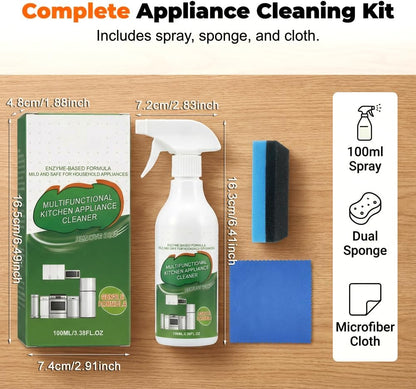 Multi-Purpose Enzyme Foam Cleaner, 2026 New Heavy-Duty Kitchen Oil Remover Spray Degreaser Powerful Household Appliance Cleaner Spray for Cooktop Appliance Includes Towel and Sponge Wipes (1PCS)