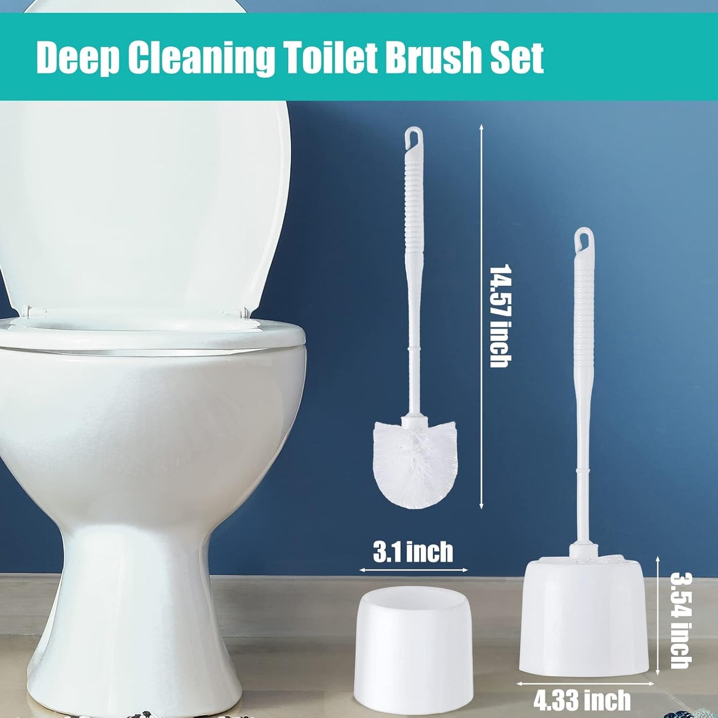 Roshtia 6 Sets Toilet Brush and Holder Set for Bathroom Cleaning Toilet Bowl Brush Scrubber with Caddy for Cleaning, 14.57 Height(Black)