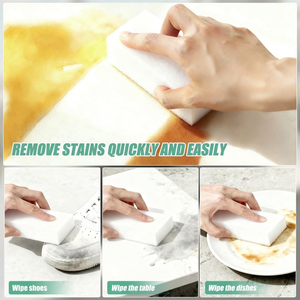 50 Pcs Melamine Sponges Cleaning, Magic Sponge Eraser - Multifunctional Efficient Decontamination, Sponge Suitable for Kitchen, Shoe, Floor