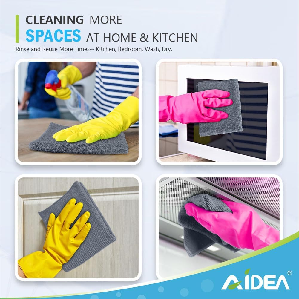AIDEA Microfiber Cleaning Cloth-50PK, Soft Microfiber Towels for Cars, Absorbent Cleaning Rags, Lint-Free Streak-Free Wash Cloths for House, Kitchen, Window(12in.x12in)