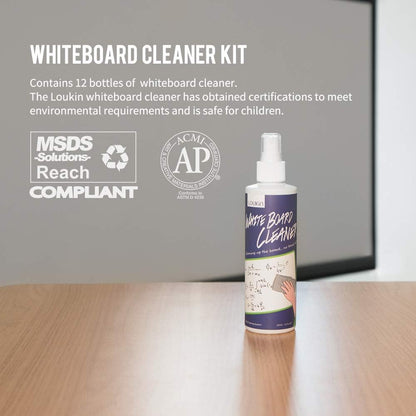 loukin Non-Toxic Whiteboard Cleaner, 8.5 fl oz Dry Erase Board Cleaner, Whiteboard Cleaning Spray with Cloth, Removes Stubborn Marks from Whiteboards