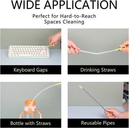 Straw Clean Brush Extra Long Straw Tube Brushes for Cleaning, Reusable Drinking Straw Cleaner Brush Set, Glass Pipe Cleaning Brush (12 inch)