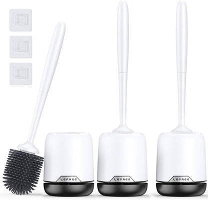 Lefree 2 Pack Silicone Toilet Bowl Brush and Holder Set with Ventilated Holder, Floor Standing & Wall Mounted Toilet Scrubber
