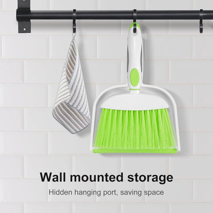 NACENA Small Dust Pan and Brush Set, Mini Broom and Dustpan Set Small Hand Broom and Brush Combo Dust Pan with Teeth for Home Cleaning Drawers Desktop Sofas and Outdoor, White & Gray
