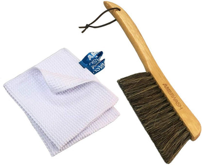 AMERWASH PLUS Counter Brush for Furniture, Drafting, Patio, Bed, Fireplace, Woodworking Cleaning, Horsehair Bristles Duster Wooden Handle Shop Brush, Hand Broom Brush - 2 Pack