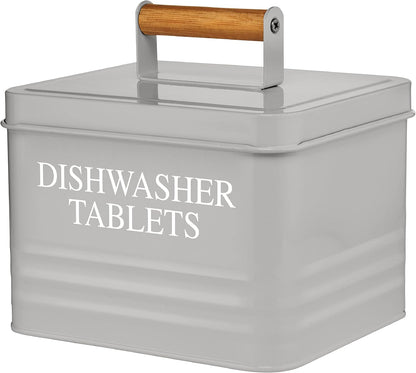 Calindiana Modern Farmhouse Metal Dishwasher Pods Container with Lid for Kitchen Organization and Storage, Kitchen Essentials Decor Accessories, Dishwasher Pods Holder, Mint