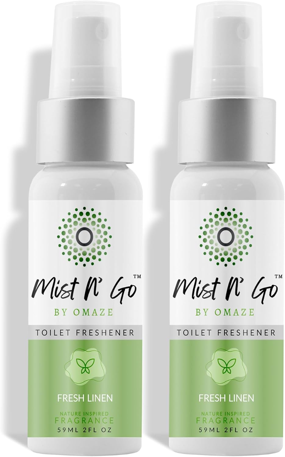Mist N’ Go by Omaze Travel Bathroom Spray for Toilet Spray Odor Eliminator - Travel Toilet Spray for Bathroom Air Freshener Spray for Bathroom Deodorizer - Clean Mix, Travel Size (1oz x2)