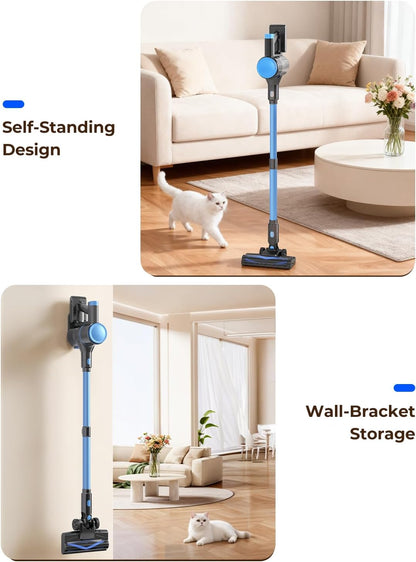 UML0 N8 Cordless Vacuum Cleaner,Lightweight Stick Vacuum with Powerful Suction,2200mAh Battery,40 Mins Runtime, Self-Standing,Rechargeable Vacuum Cleaners for Home Hardwood Floor Pet Hair