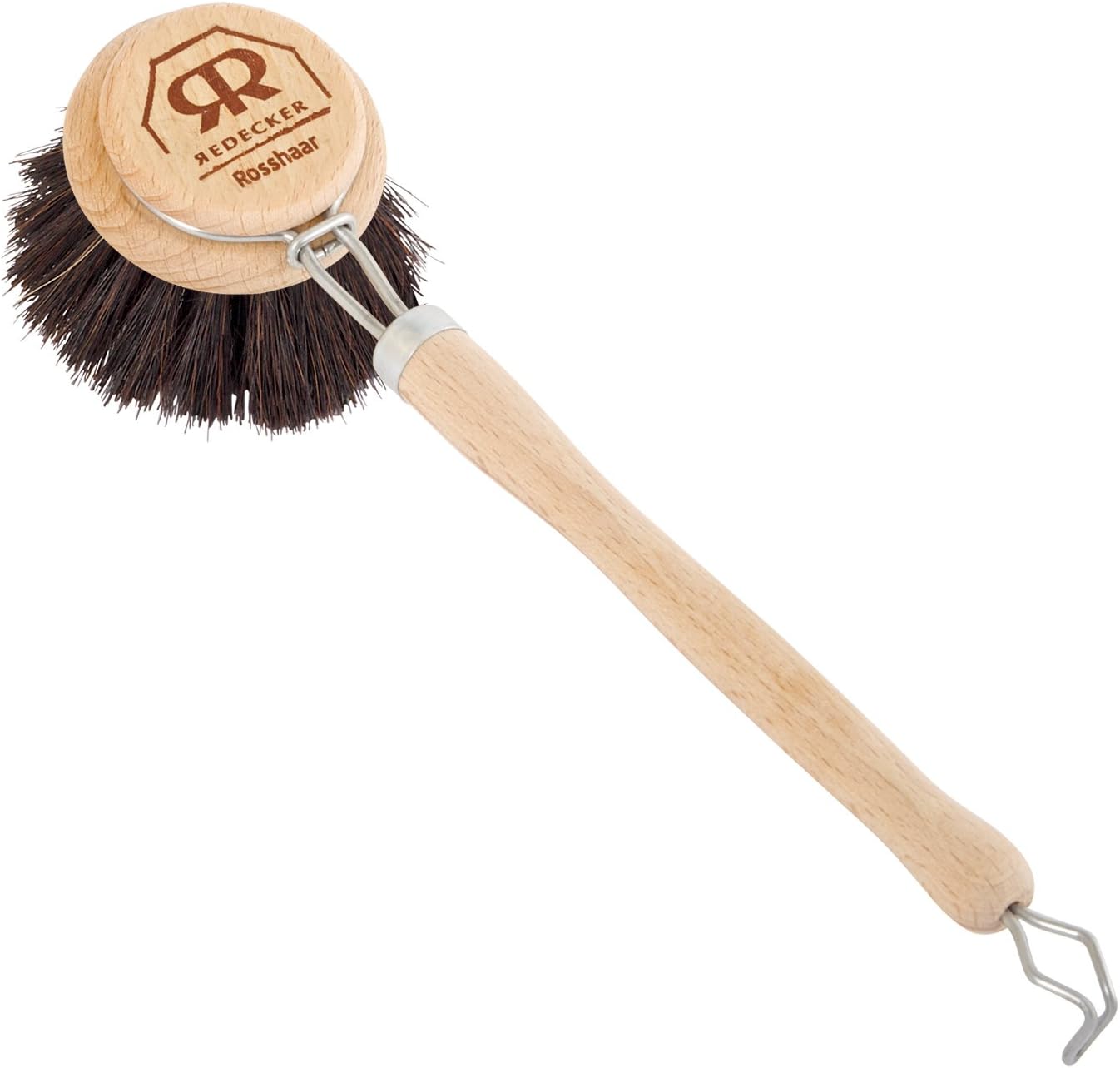 Redecker German-Made Horse Hair Bristle Dish Brush, Soft All-Purpose Scrubber for Kitchen & Household with Strong Horse Hair Bristles, 1-1/2 inch Replaceable Brush Head, Set of 2, 9-inches Long