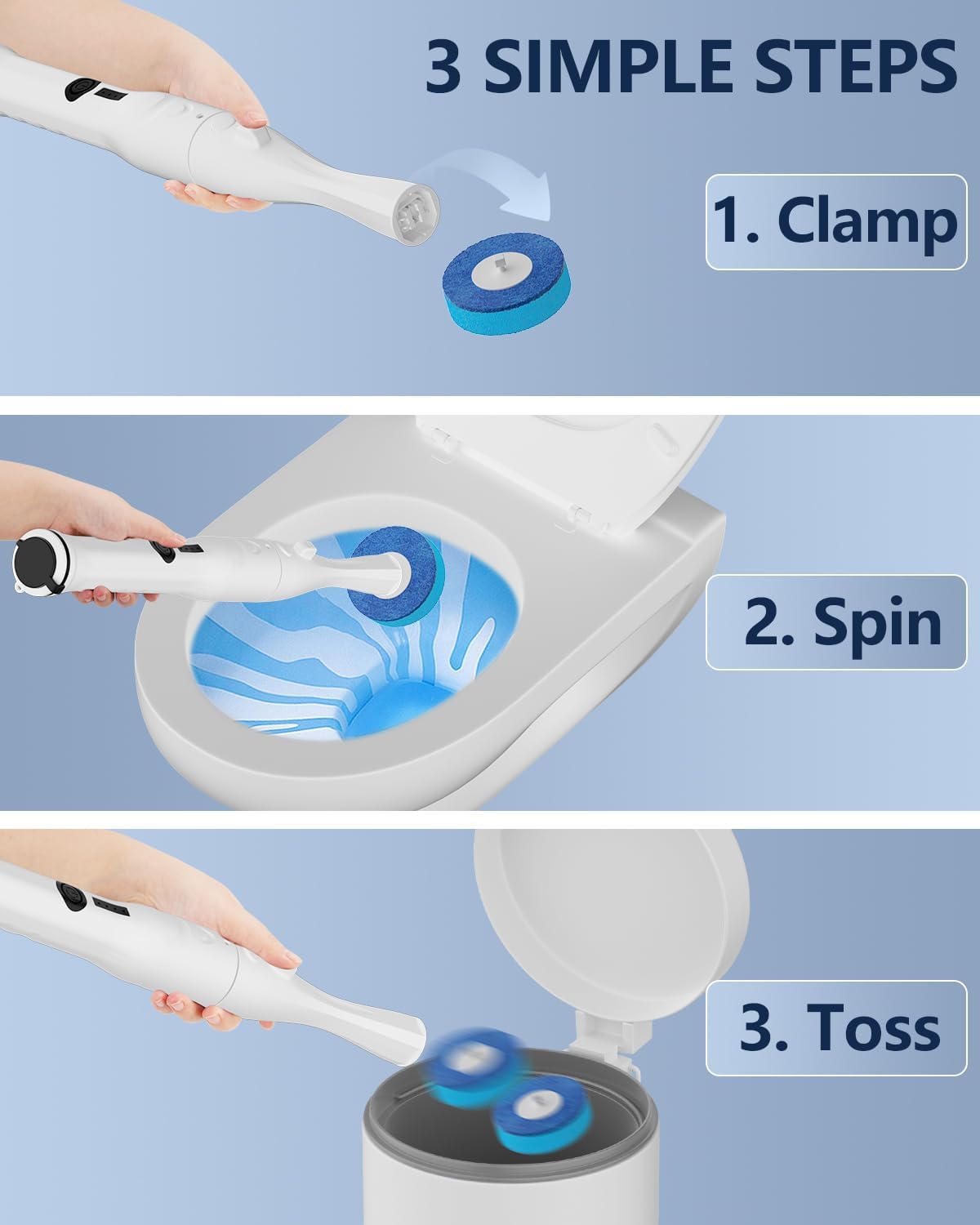 Electric Toilet Brush and Holder Set, Leebein 8 in 1 Electric Toilet Bowl Cleaning Kit with 8 Replaceable Brushes, Hard Nylon Brush and Soft Silicone Brush, 6 Refills Disposable Cleaner Brush